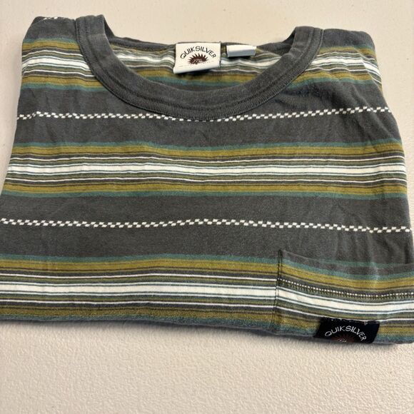 Quiksilver Striped Pocket T Shirt Men's M 90s Style Surf Skate Retro - Picture 9 of 9